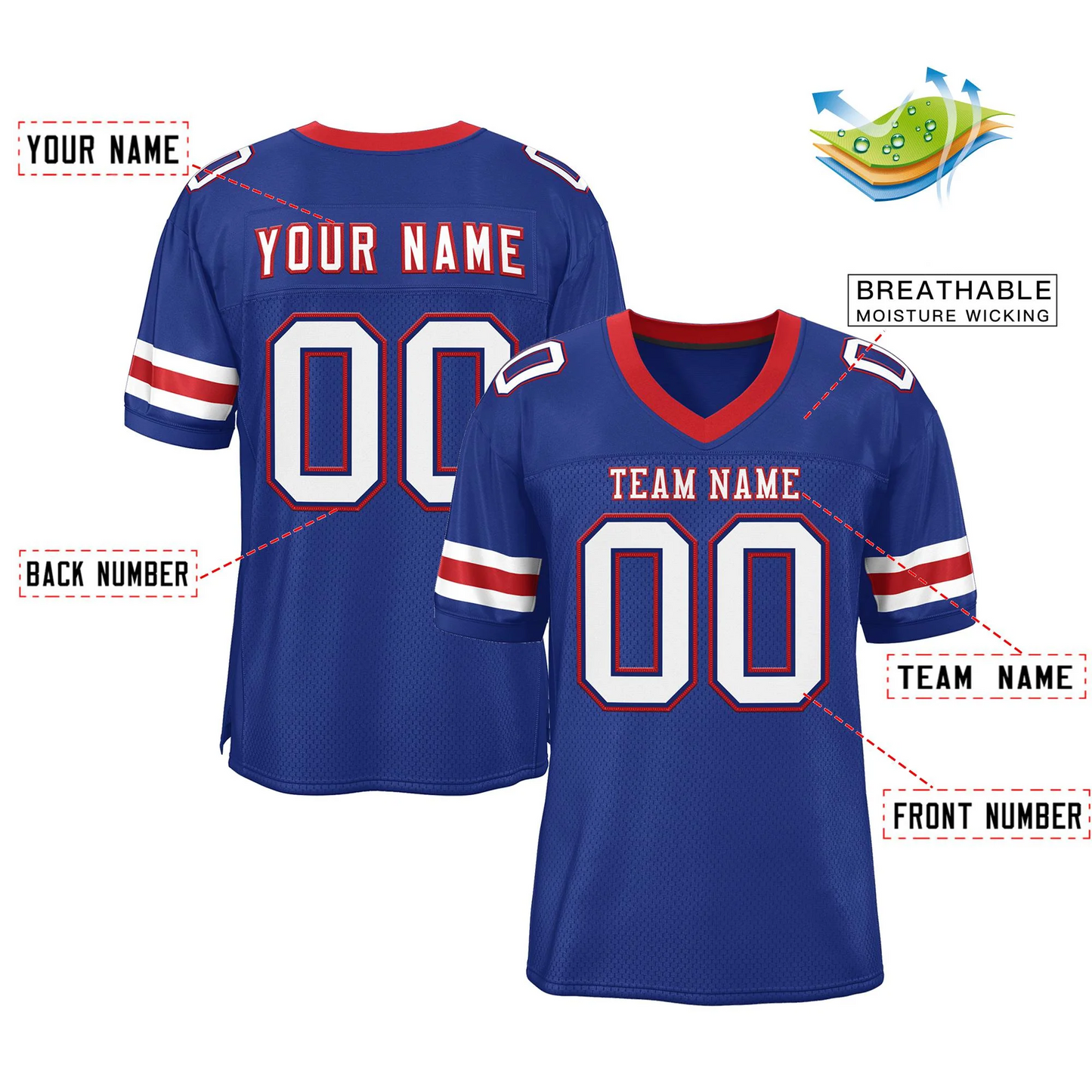 Elite Link Cobalt Blaze Custom Football Jersey