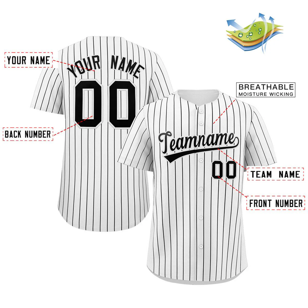 Elite Pro Pinstripe Classic Baseball Jersey