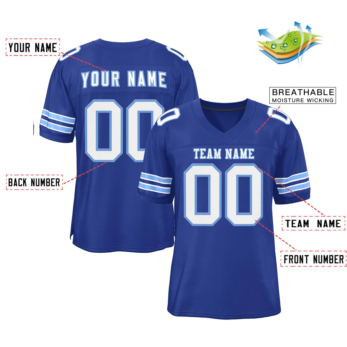 Elite Class Azure Glory Custom Football Jersey